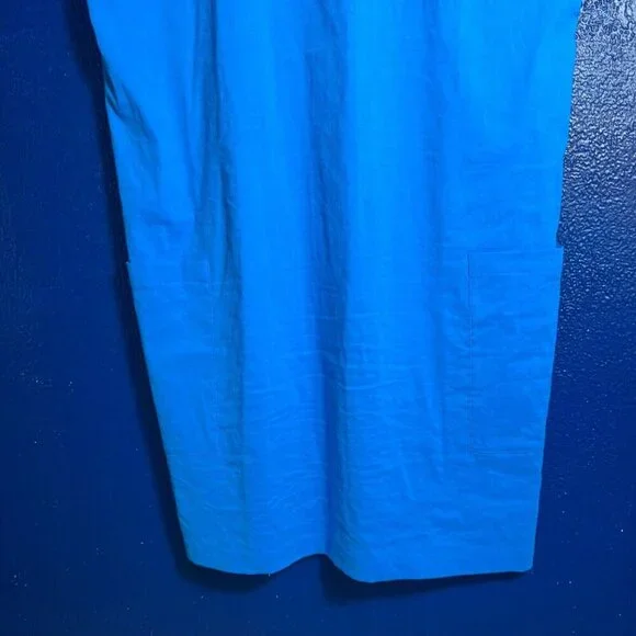 Theory Saturina Linen-Blend Shift Dress 10 Splitneck Waist patch pockets Casual - Picture 9 of 11